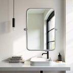 Wall-Mount Hanging Mirror with Rotating Hardware – Rounded Corner Rectangle, Double-Sided