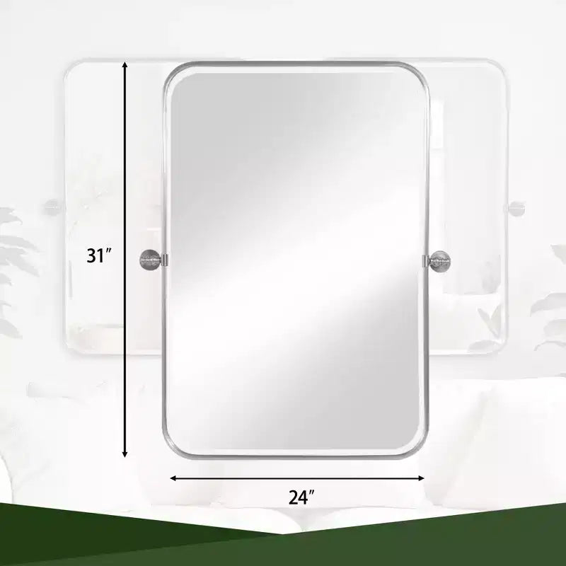Wall-Mount Hanging Mirror with Rotating Hardware – Rounded Corner Rectangle, Double-Sided