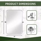 Wall-Mount Hanging Mirror with Rotating Hardware – Rounded Corner Rectangle, Double-Sided