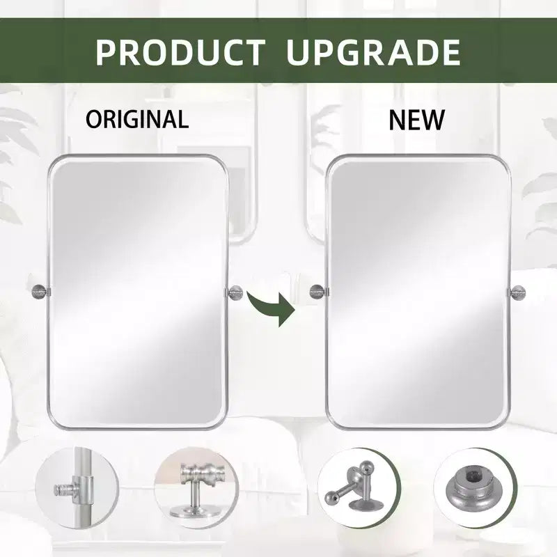 Wall-Mount Hanging Mirror with Rotating Hardware – Rounded Corner Rectangle, Double-Sided