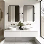 Wall-Mount Hanging Mirror with Rotating Hardware – Rounded Corner Rectangle, Double-Sided