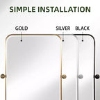 Wall-Mount Hanging Mirror with Rotating Hardware – Rounded Corner Rectangle, Double-Sided