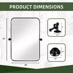 Wall-Mount Hanging Mirror with Rotating Hardware – Rounded Corner Rectangle, Double-Sided