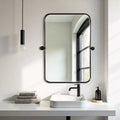 MAYEERTY Hanging Mirror Iron Rounded Corner Rectangle Gold Rotating Hardware 31x23x2in