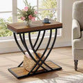 Lantine 2-Tier Narrow Side Table, Industrial Nightstand with Metal Frame, Small Bedside Tables for Bedroom, Small Spaces, Rustic Brown