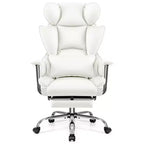 KERDOM Office Desk Chair, Big and Tall Executive Chair with Footrest, Ergonomic Reclining High Back Support, White