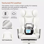 Executive Office Chair with Footrest, Ergonomic High Back, Reclining, White