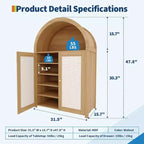 31.5" Farmhouse Arched Shoe Cabinet with Rattan Doors, 5-Tier Wooden Shoe Rack with Adjustable Shelves
