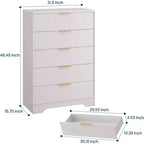 5-Drawer Fluted Dresser with Gold Handles