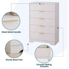 5-Drawer Fluted Dresser with Gold Handles