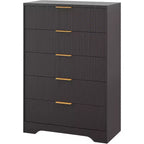 5-Drawer Fluted Dresser with Gold Handles