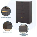5-Drawer Fluted Dresser with Gold Handles