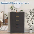 5-Drawer Fluted Dresser with Gold Handles