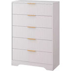 5-Drawer Fluted Dresser with Gold Handles