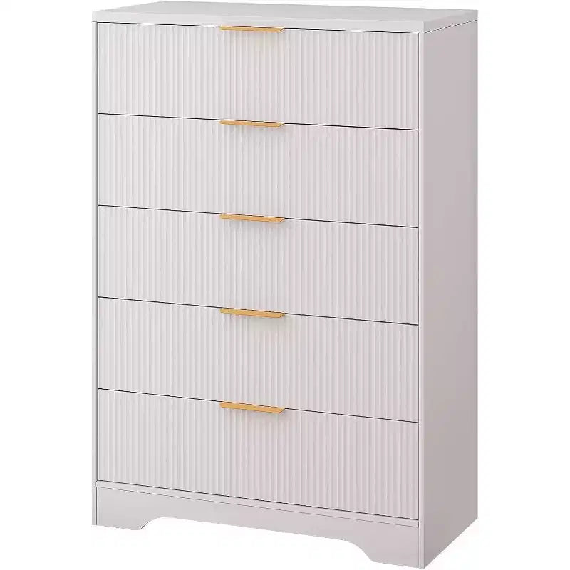 5-Drawer Fluted Dresser with Gold Handles