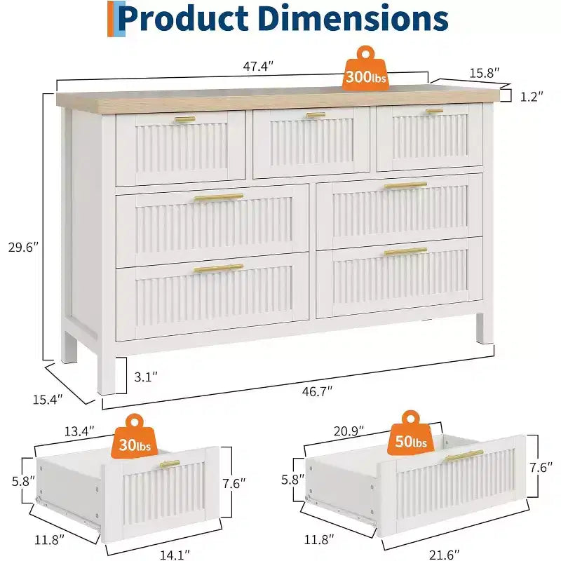 7-Drawer Dresser with Fluted Design