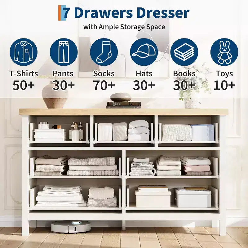 7-Drawer Dresser with Fluted Design