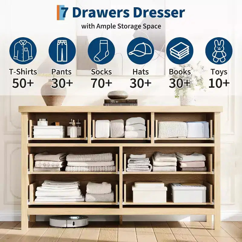 7-Drawer Dresser with Fluted Design