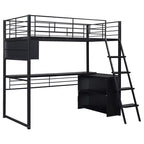 Twin Size Loft Bed with Built-in Desk and Storage Shelves