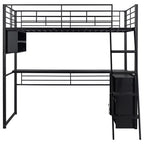 Twin Size Loft Bed with Built-in Desk and Storage Shelves