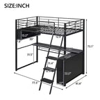 Twin Size Loft Bed with Built-in Desk and Storage Shelves