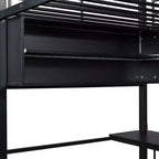 Twin Size Loft Bed with Built-in Desk and Storage Shelves
