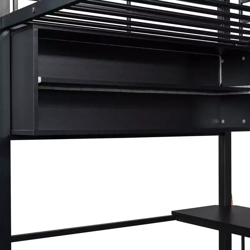 Twin Size Loft Bed with Built-in Desk and Storage Shelves