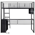Twin Size Loft Bed with Built-in Desk and Storage Shelves