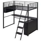 Twin Size Loft Bed with Built-in Desk and Storage Shelves