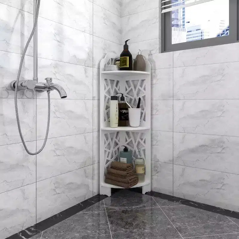 Freestanding Bathroom Corner Shelf, 3-Tier, PVC
