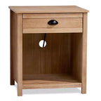 Beige MDF Nightstand with 1 Drawer and Lower Shelf