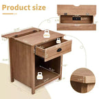 Beige MDF Nightstand with 1 Drawer and Lower Shelf
