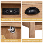 Beige MDF Nightstand with 1 Drawer and Lower Shelf