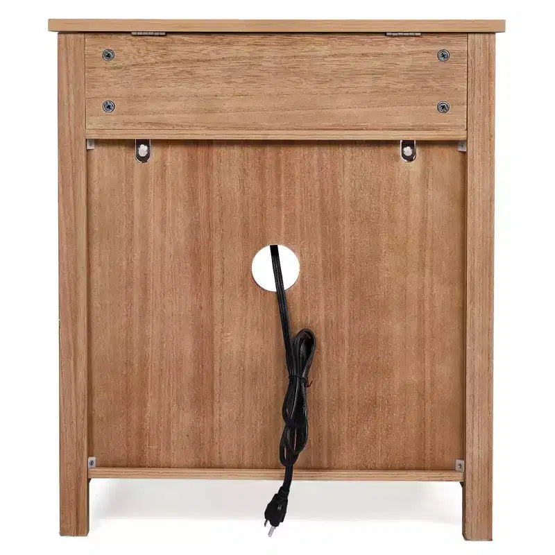 Beige MDF Nightstand with 1 Drawer and Lower Shelf