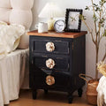 Modern Bedroom Nightstand With 3 Drawers, Wood Sofa Side Table, Accent Bedside Table for Small Space, Narrow End Table for Living Room Bedroom
