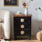 Modern Bedroom Nightstand With 3 Drawers, Wood Sofa Side Table, Accent Bedside Table for Small Space, Narrow End Table for Living Room Bedroom