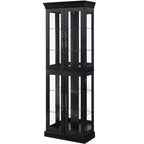 Curio Cabinet with Tempered Glass Doors, Mirrored Back Panel, Adjustable Shelves and LED Lighting - Black