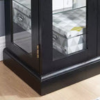 Curio Cabinet with Tempered Glass Doors, Mirrored Back Panel, Adjustable Shelves and LED Lighting - Black