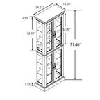 Curio Cabinet with Tempered Glass Doors, Mirrored Back Panel, Adjustable Shelves and LED Lighting - Black