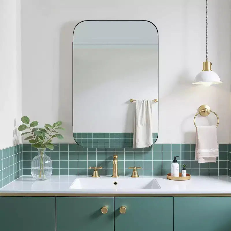36 x 24 Inch Wall Mirror Medicine Cabinet with Storage, Metal Frame, Black