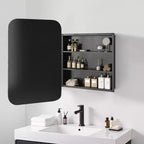 36 x 24 Inch Wall Mirror Medicine Cabinet with Storage, Metal Frame, Black