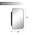 36 x 24 Inch Wall Mirror Medicine Cabinet with Storage, Metal Frame, Black