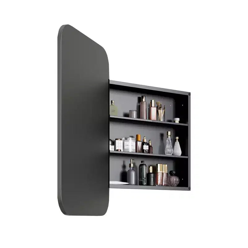 36 x 24 Inch Wall Mirror Medicine Cabinet with Storage, Metal Frame, Black