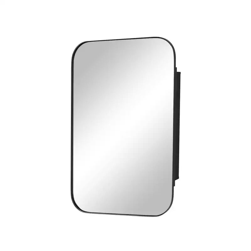 36 x 24 Inch Wall Mirror Medicine Cabinet with Storage, Metal Frame, Black