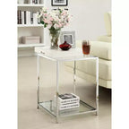 HomeStock 24 in.H White Color Rectangle Steel Table Top End Table 1 -piece
