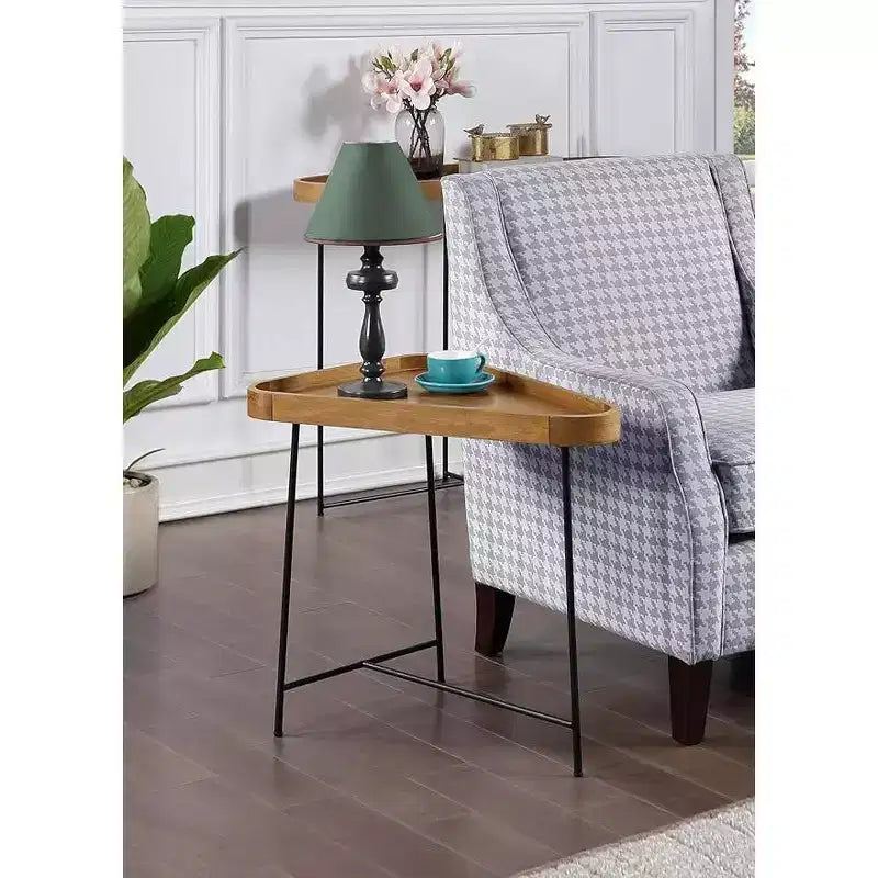24 in. H Black Triangle Metal End Table