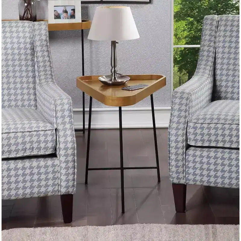 24 in. H Black Triangle Metal End Table