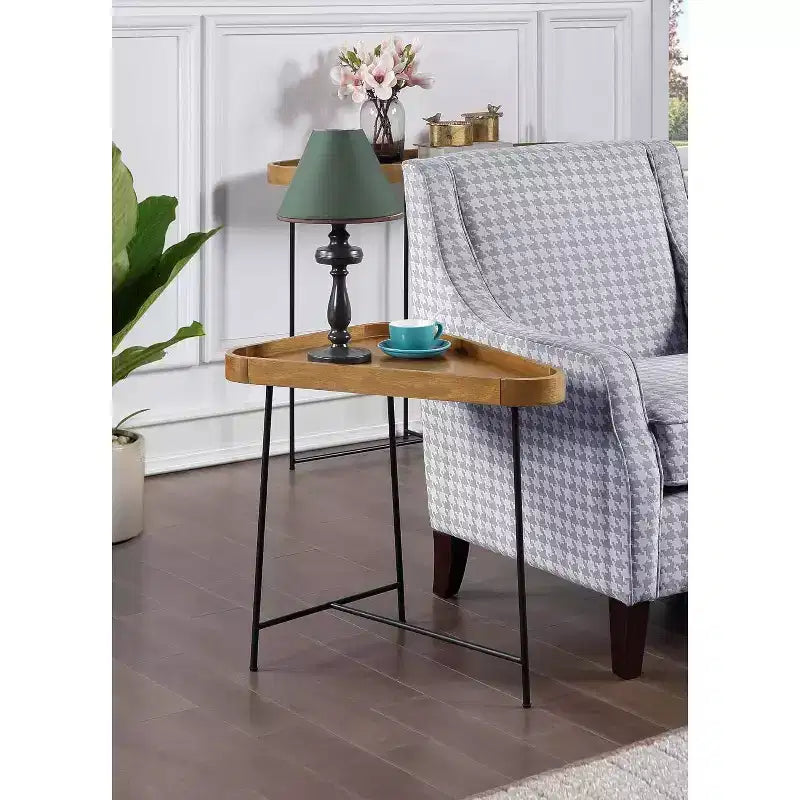 24 in. H Black Triangle Metal End Table