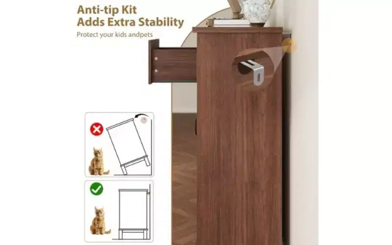Vertical Dresser with 5 Drawers and Storage Door, 45.7" Tall