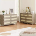 Rattan Dresser with Drawers – Wood Frame Chest of Drawers for Bedroom or Living Room